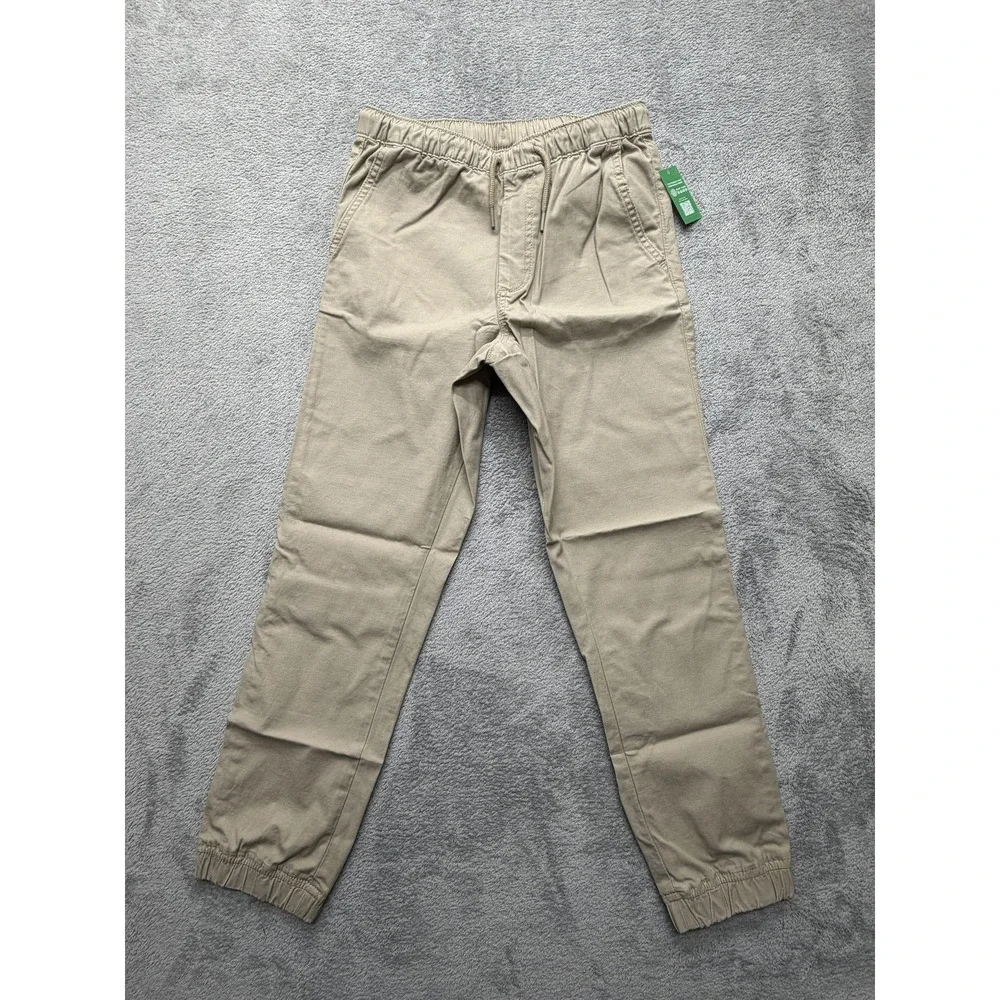 GAP Kids Pants Youth XL (12) Khaki Jogger Elastic Waist‎ Cuffed Chino Drawstring